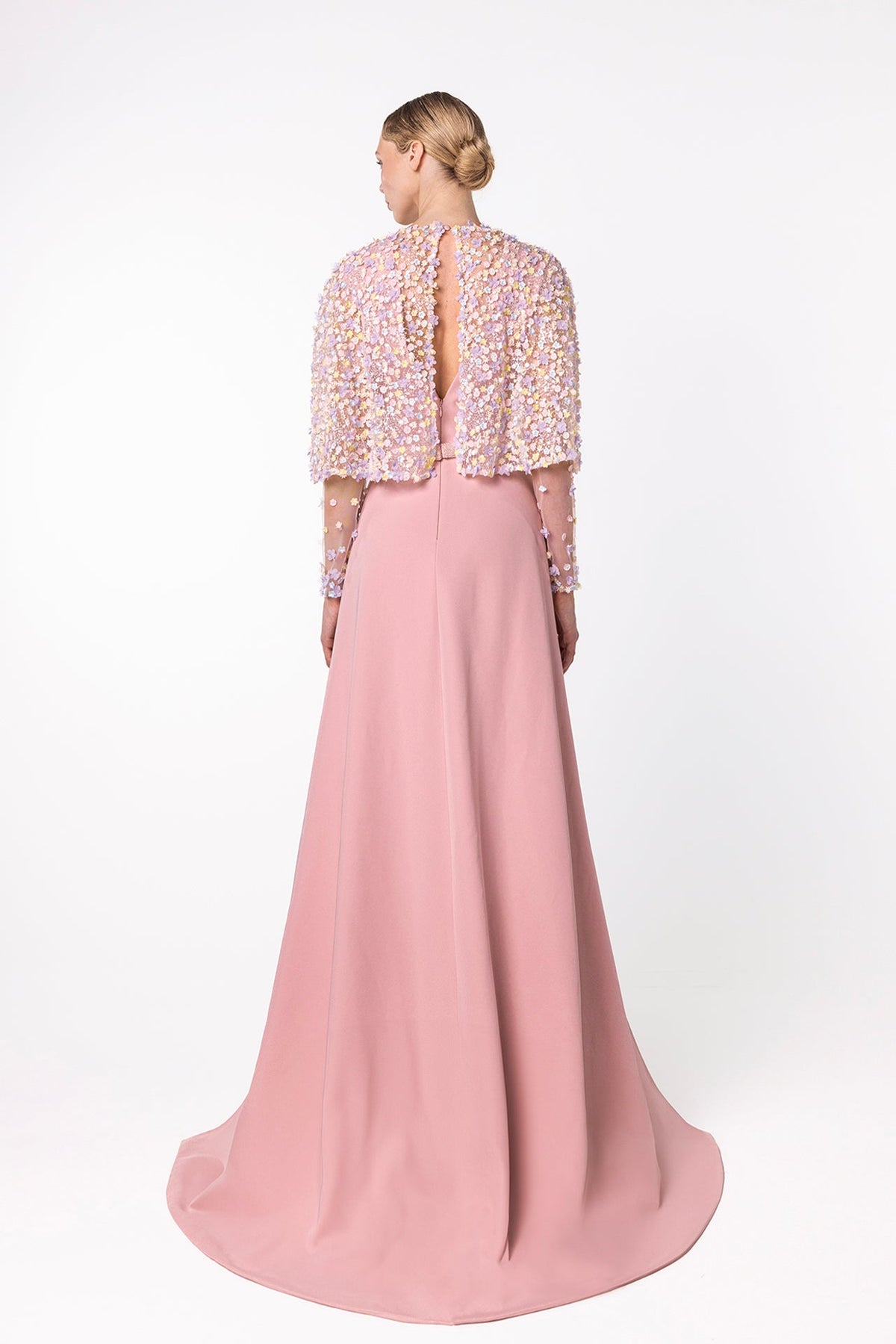 Floral Appliqué Bolero Gown