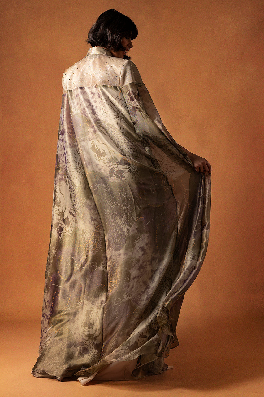 Printed Silk Cape Kaftan