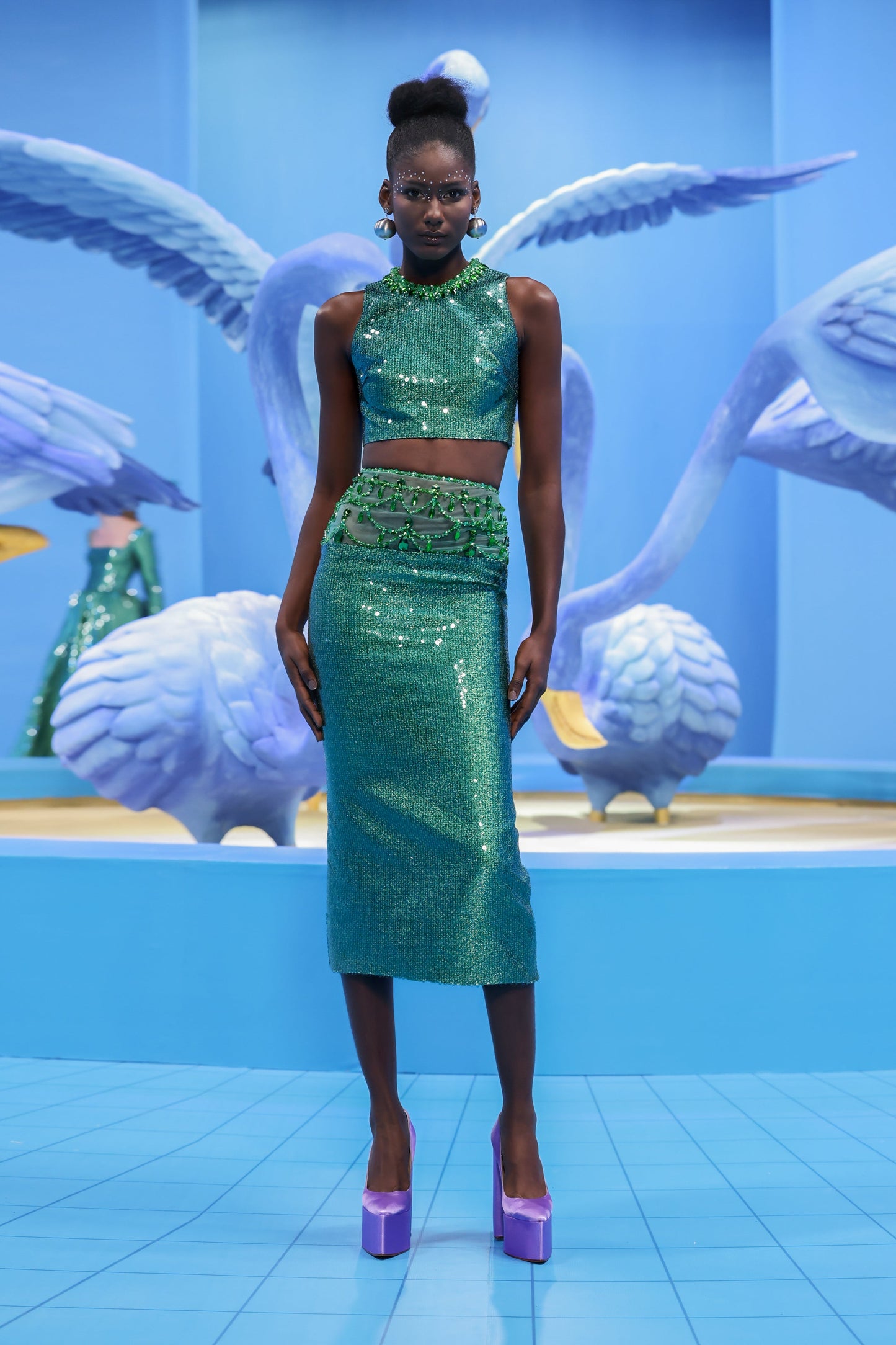 Beaded Sparkled Top and Skirt