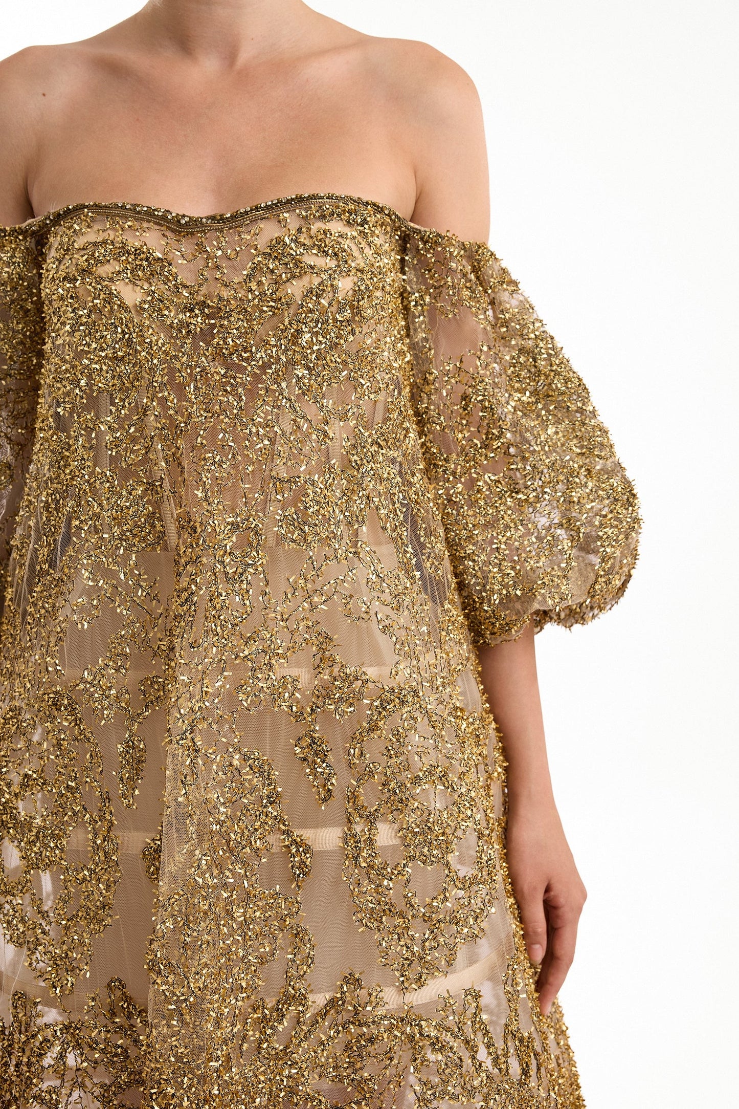 Off-Shoulder Puff Sleeve Gown