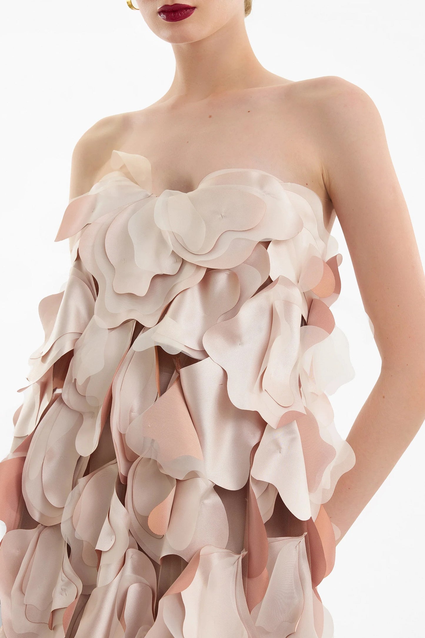 Strapless Gown with 3D Satin Petals