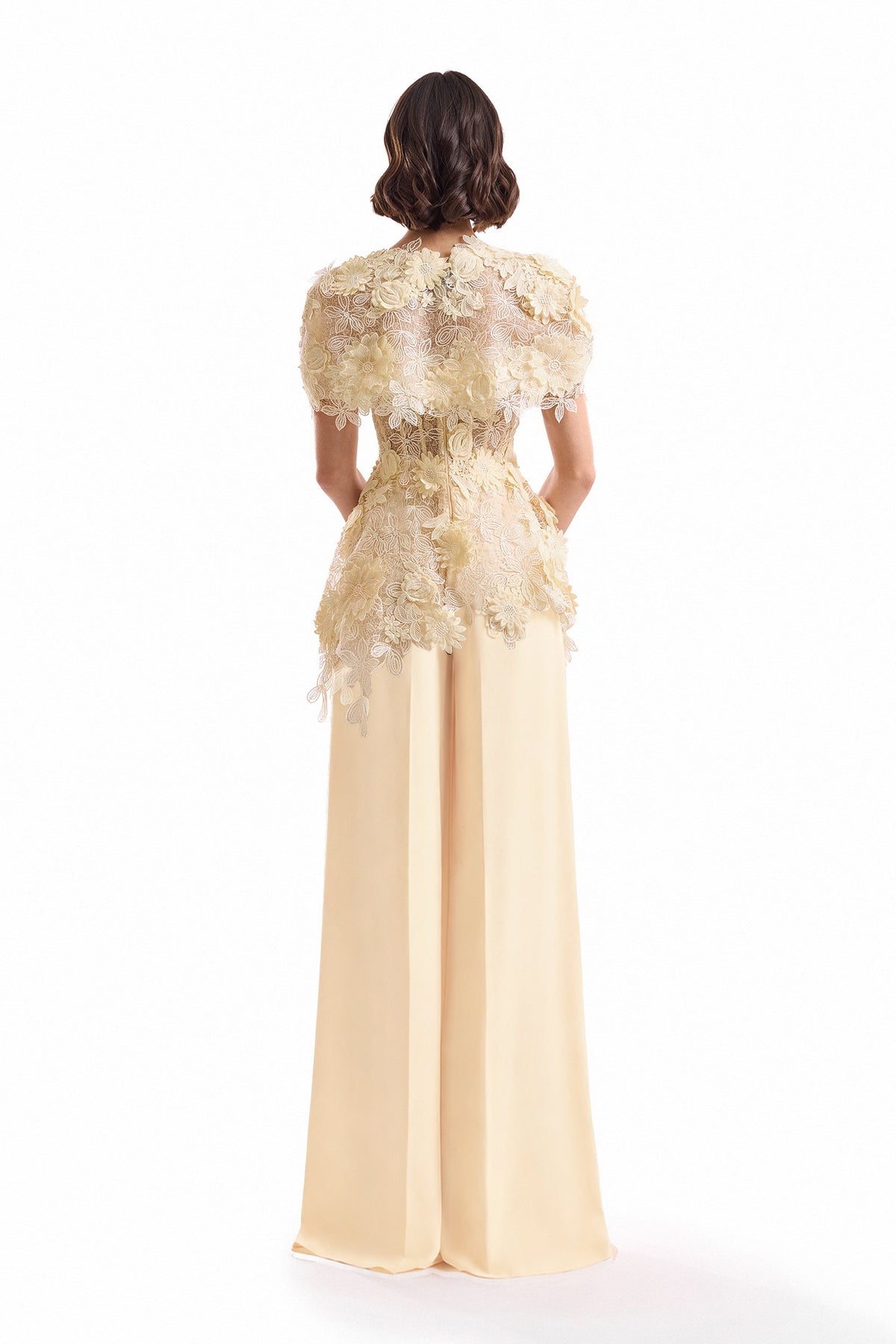 3D Floral Corset Set with Bolero - Yellow