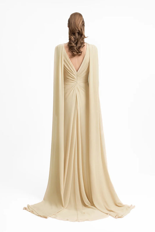 Draped V-Neck Beaded Dress