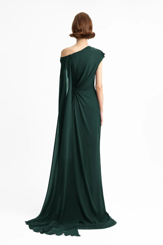 Draped Dress with Cape Sleeve