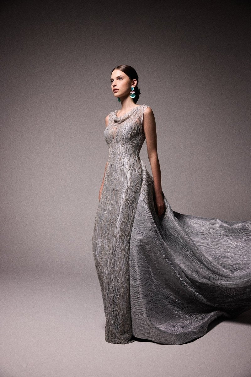 Beaded Cowl-Neck Dress