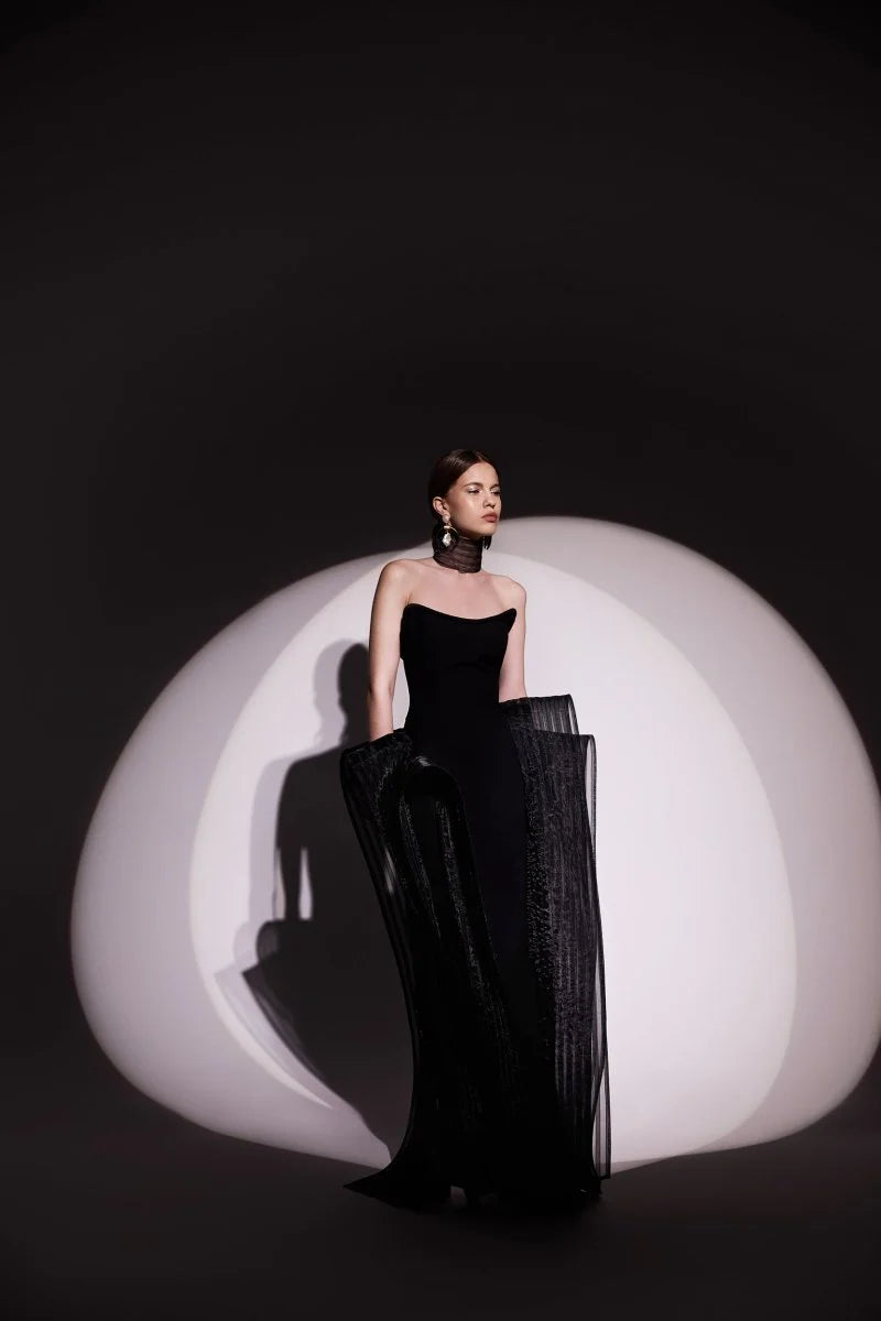 Structured Neckline Long Dress
