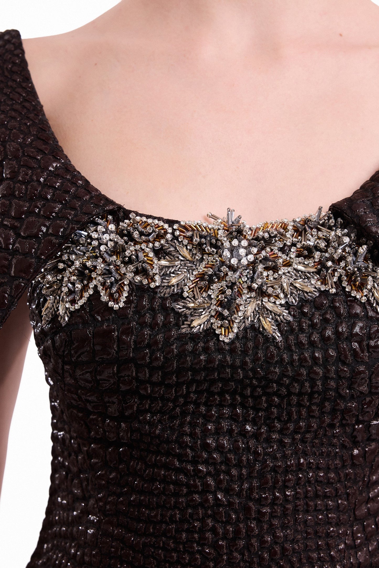 Mermaid Textured Embellished Dress