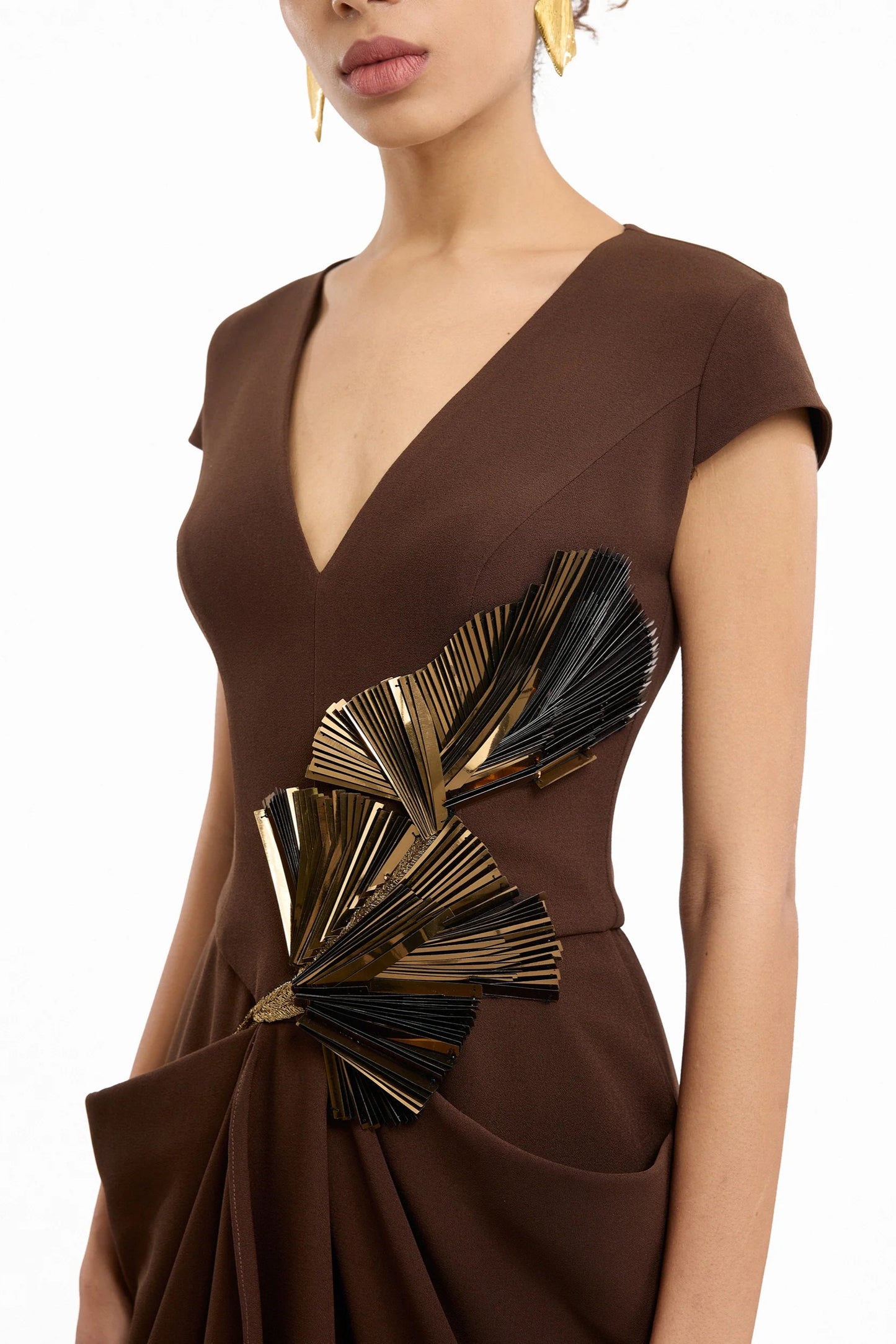 V-Neck Embellished Dress