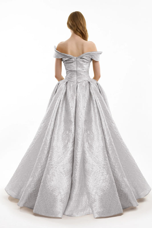 Off-Shoulder Jacquard Dress