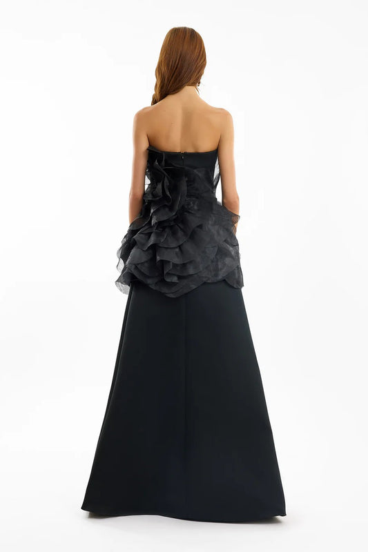 Strapless Organza Flower Dress