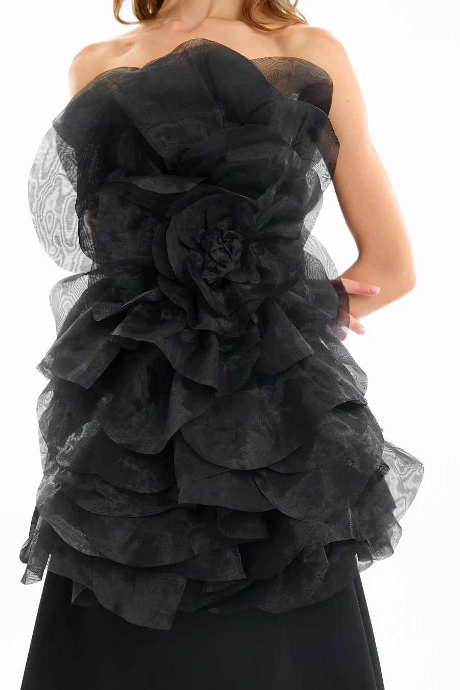 Strapless Organza Flower Dress