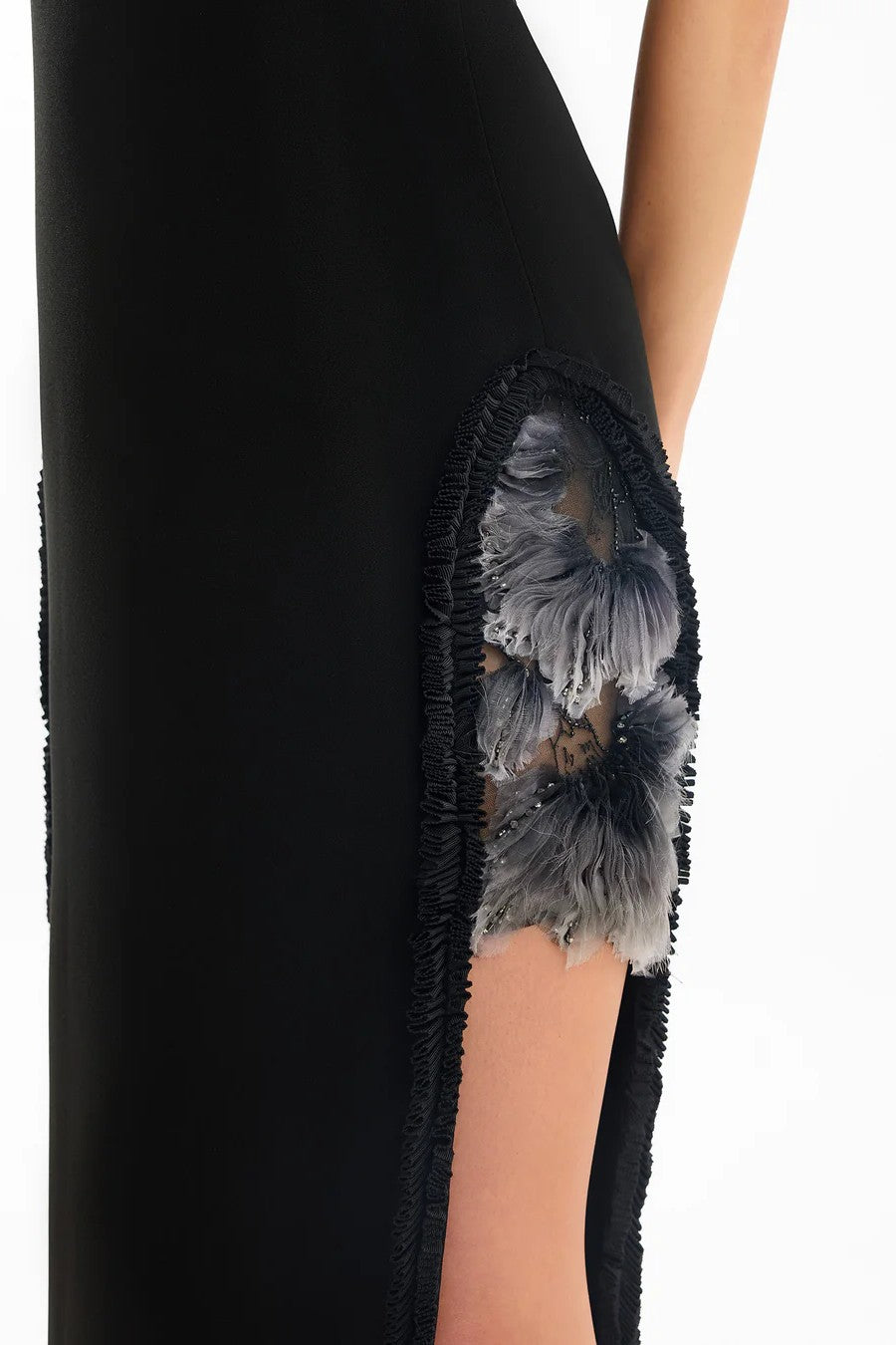 Slim Dress with Floral Appliqués