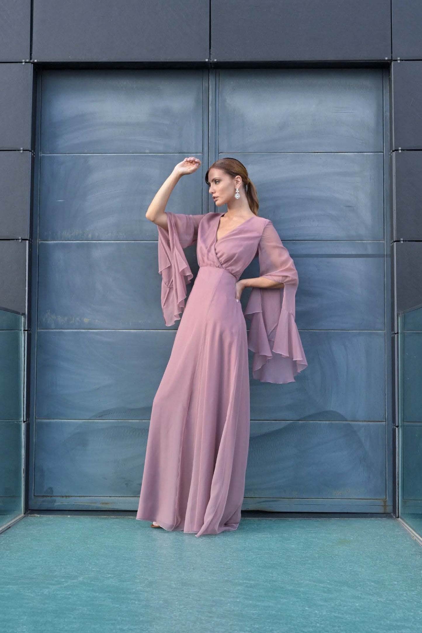 Ruffle Sleeve Gown