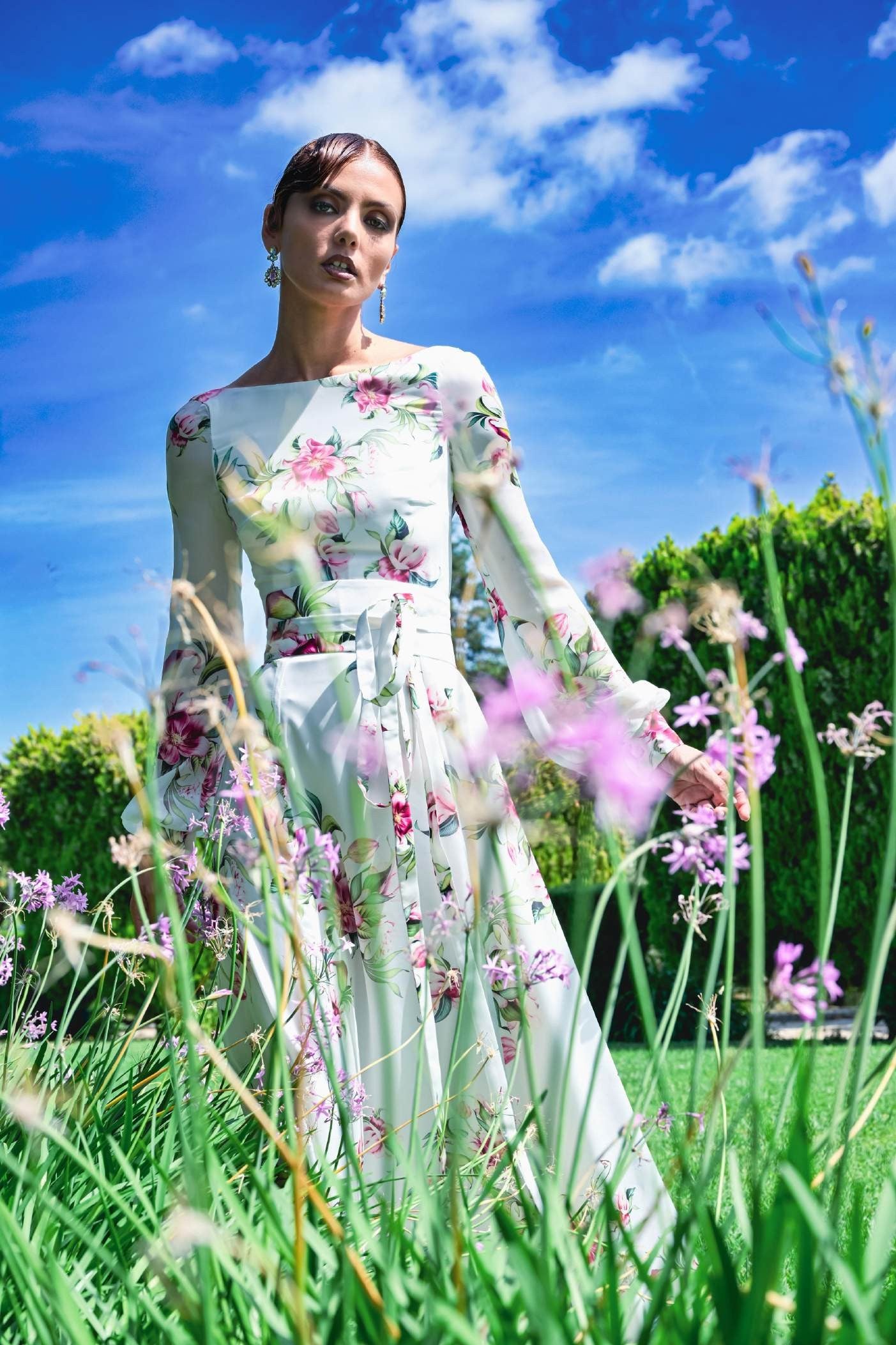 Long Sleeve Floral Gown