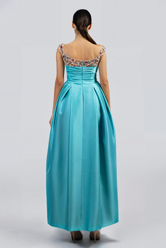 Crystal Sweetheart Pleated Gown