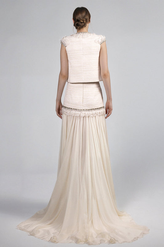 Appliqué Vest Skirt Set