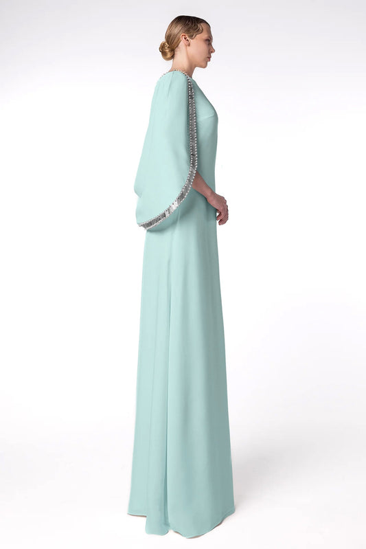 Embellished Cape-Sleeve Kaftan