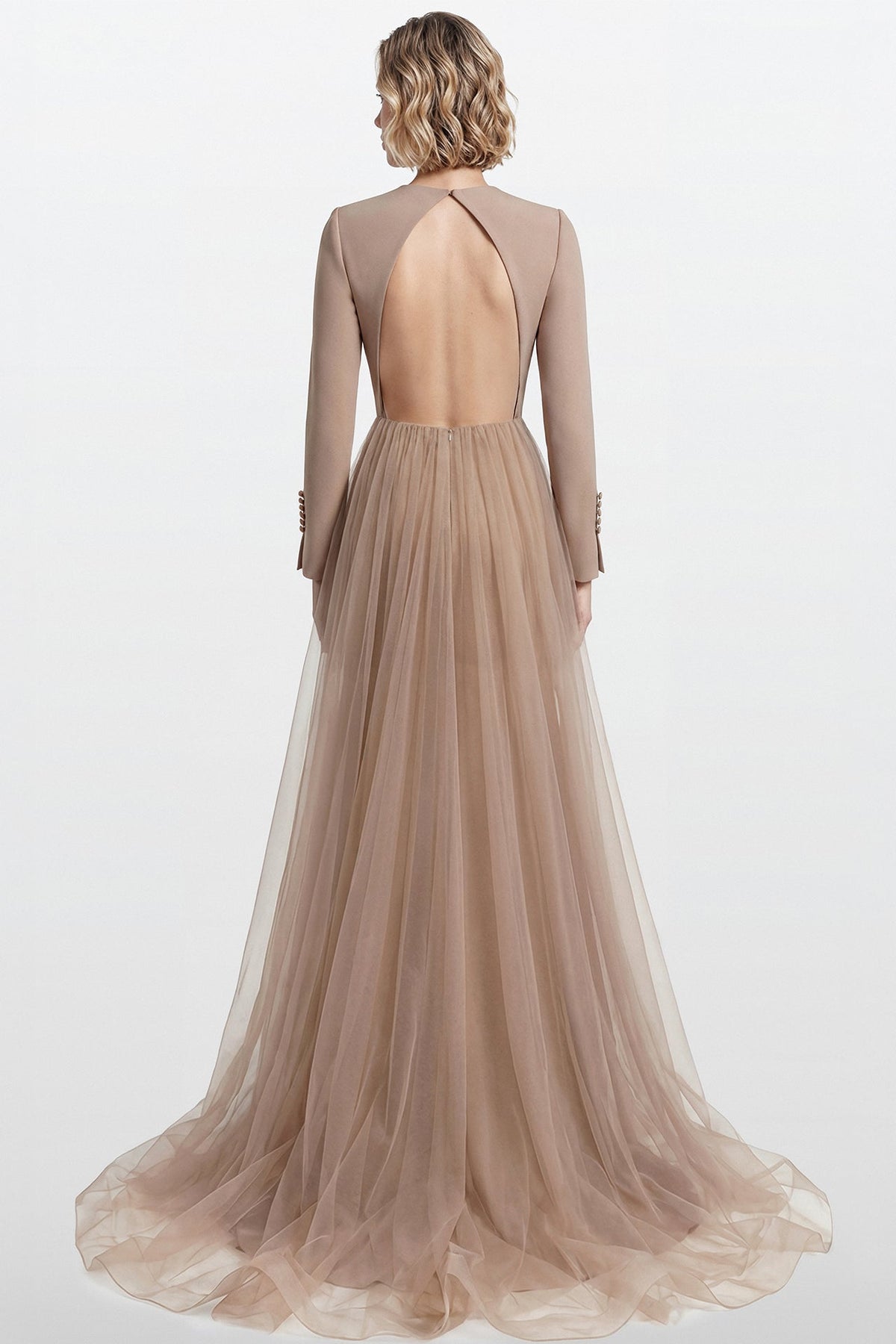 Crystal-Embellished Open-Back Gown