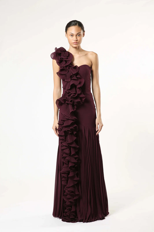 One Shoulder Chiffon Gown