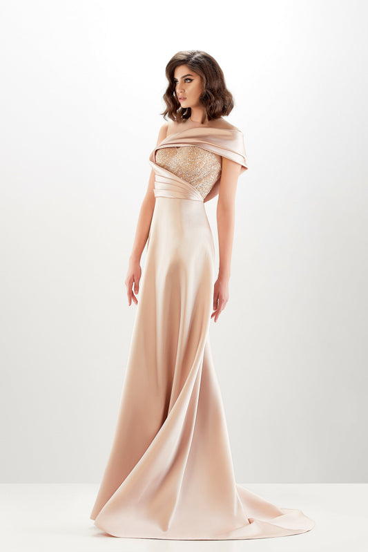 Illusion One-Shoulder Gown