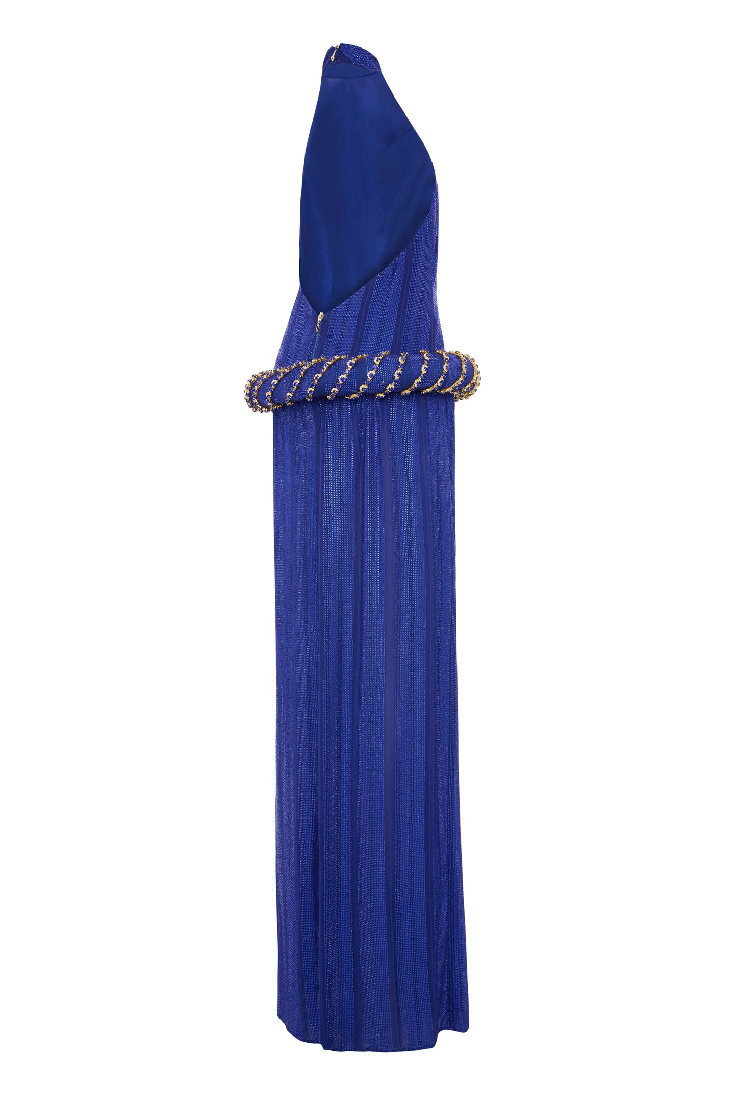 Navy Halter Neck Chiffon Dress