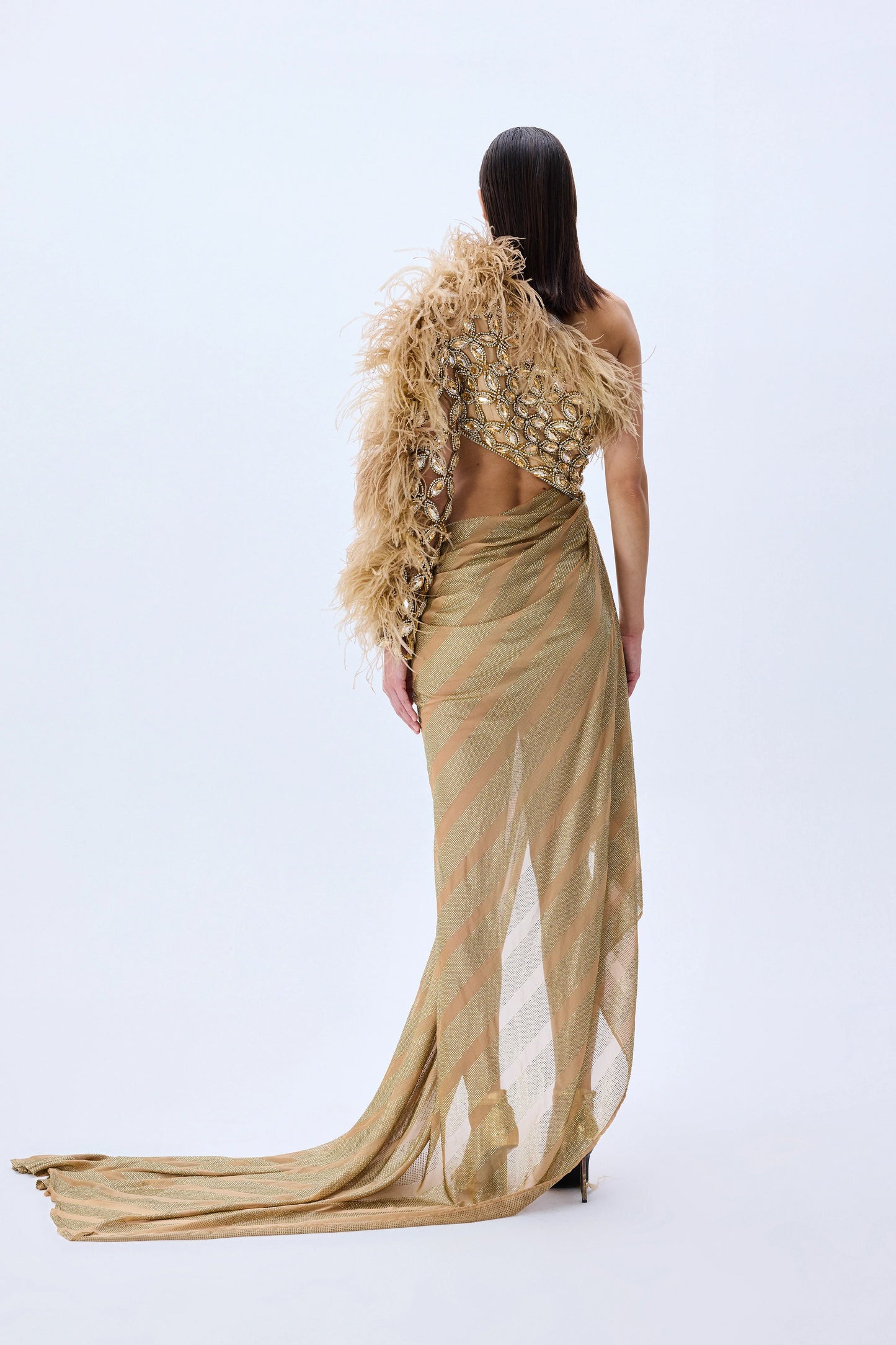 Brode Lace One Shouldered Gown