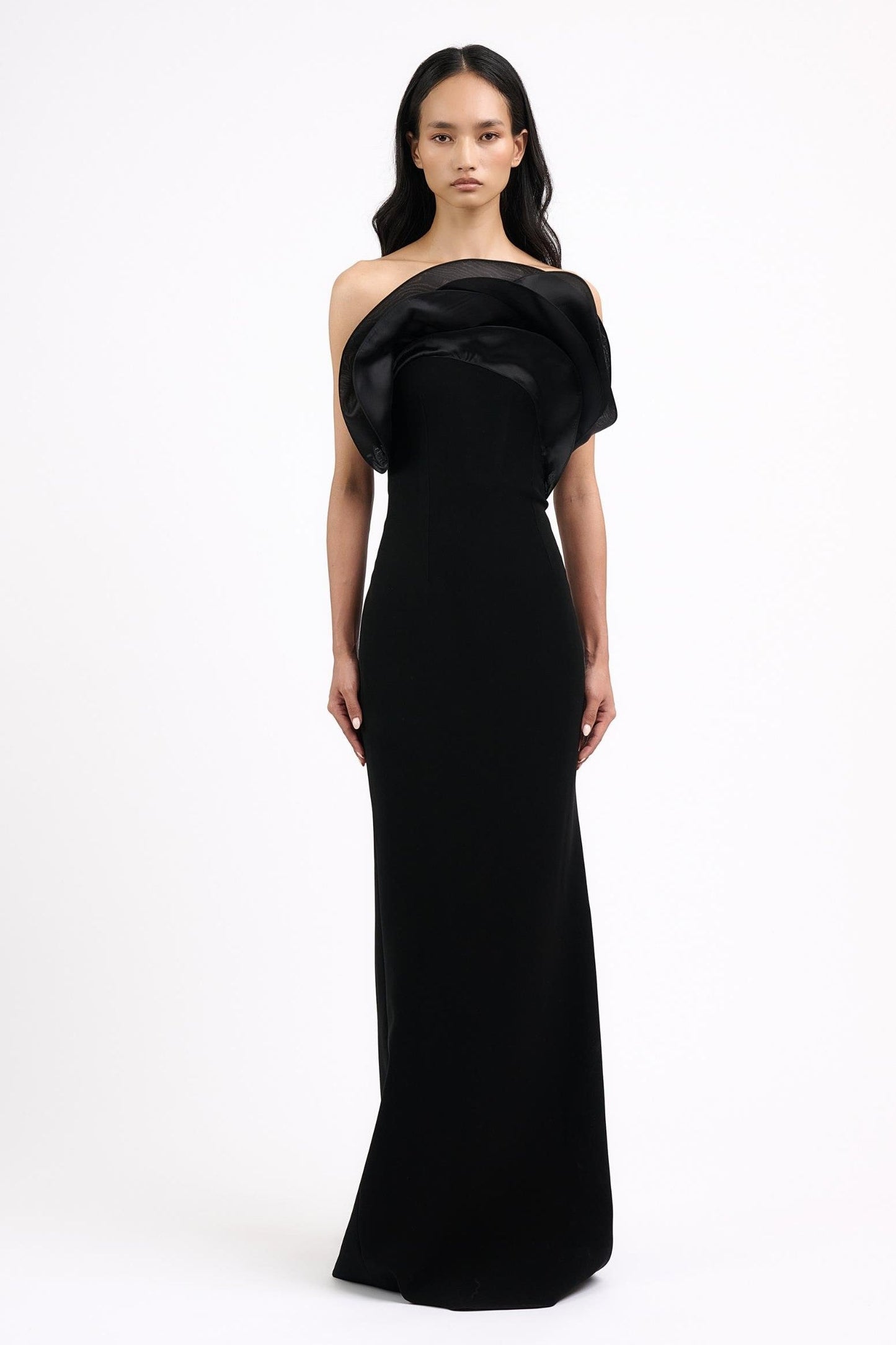 Ruffle Wave Column Gown