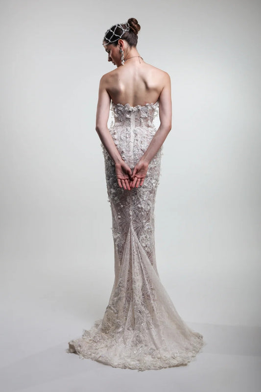 3D Applique Mermaid Gown