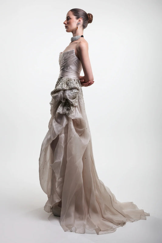 Strapless Beaded Gown
