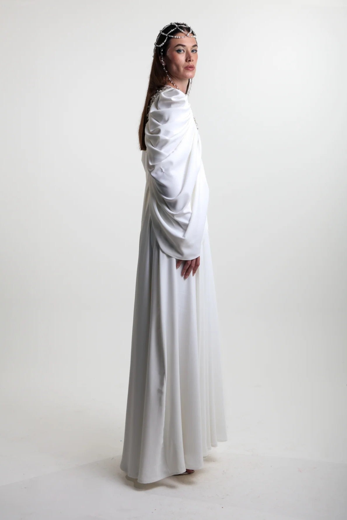 Draped Gown with Crystal Neckline