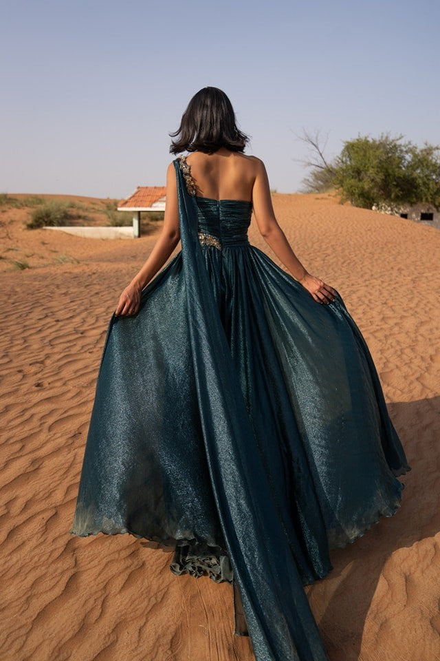 One-Shoulder Grecian Gown
