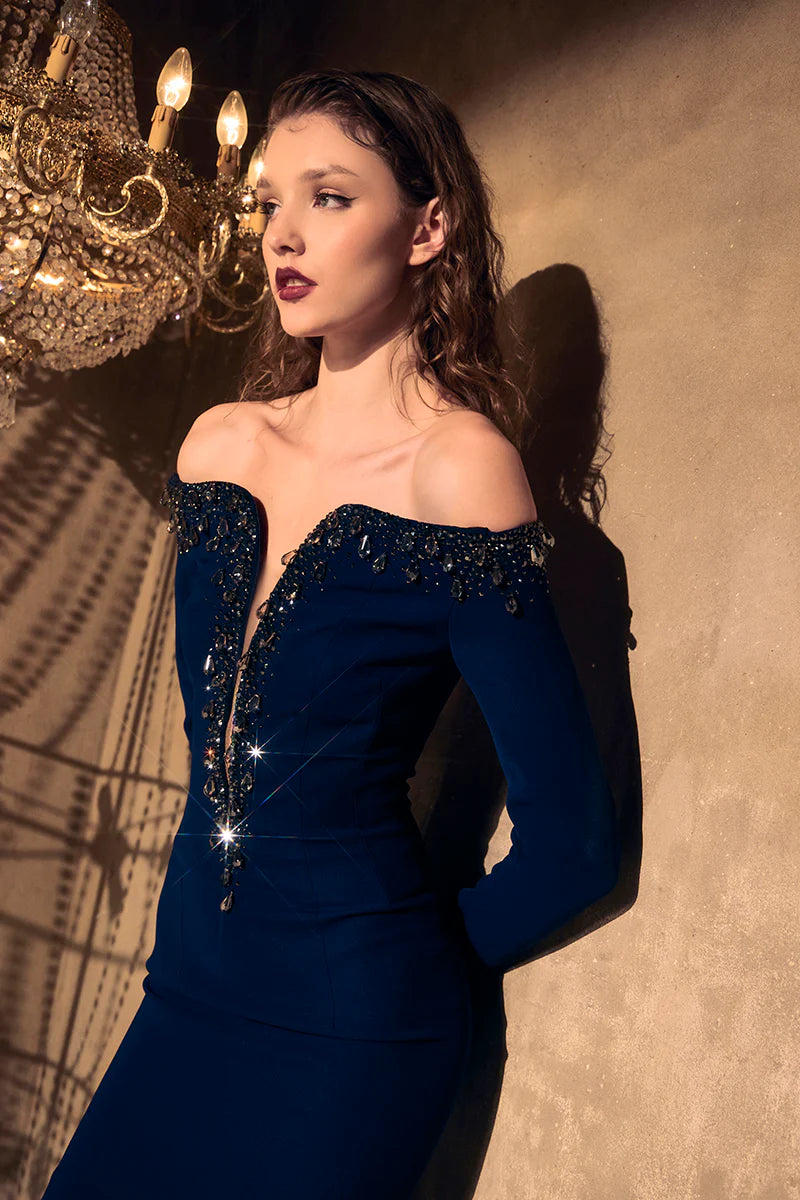 Structured Blue Crêpe Dress