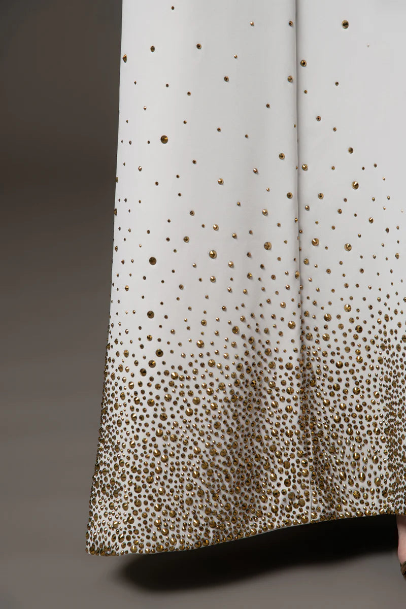 Embroidered Light Grey Crêpe Dress
