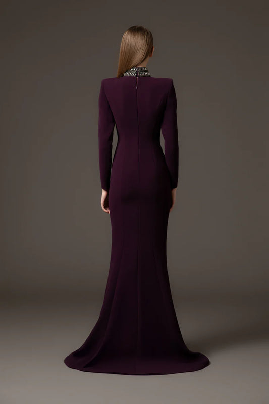 Burgundy Mermaid Crêpe Dress