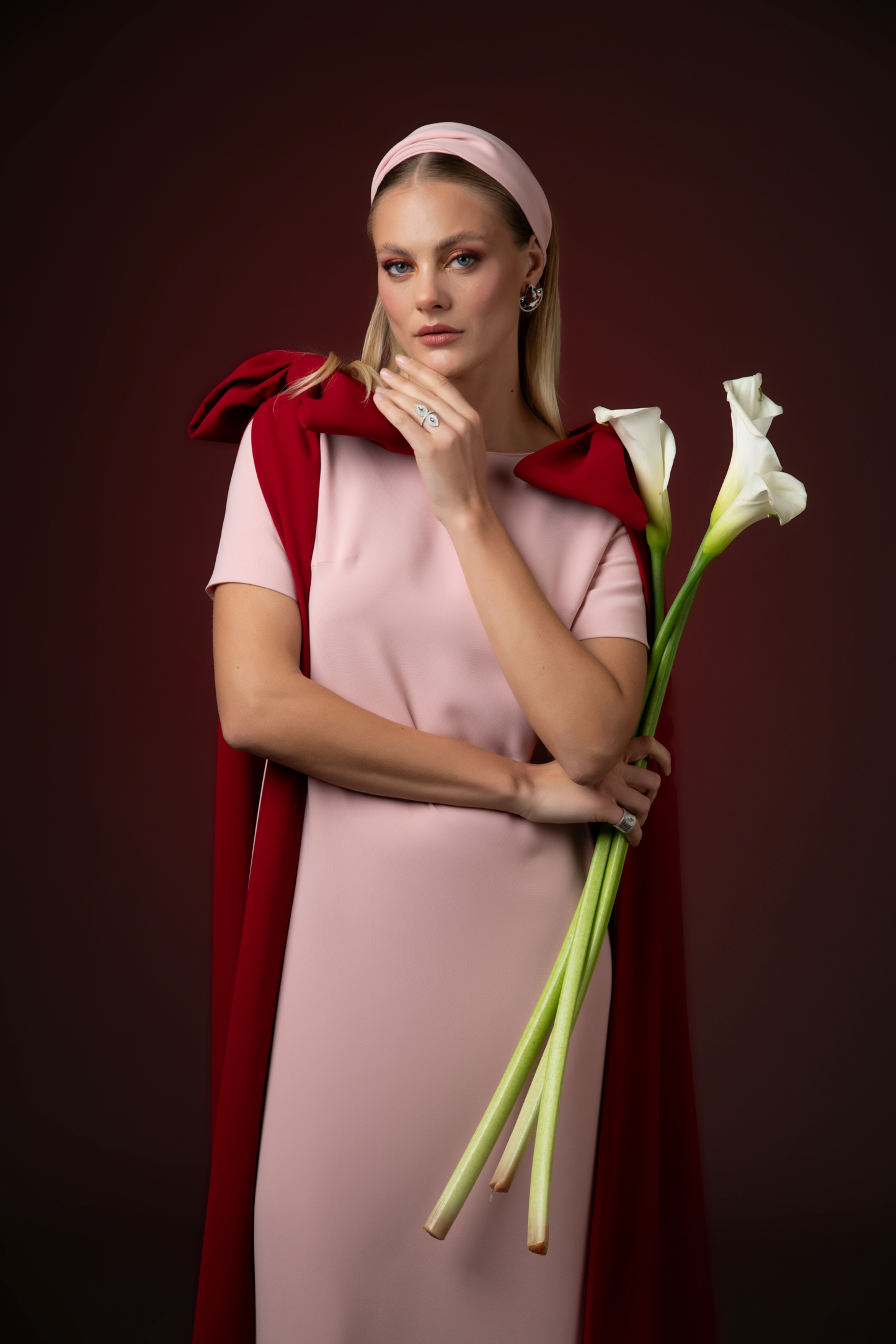 Pink Crêpe Abaya with Cape Sleeves
