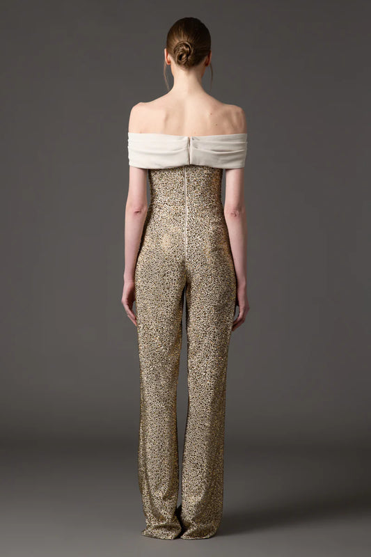 Embroidered Off The Shoulder Jumpsuit
