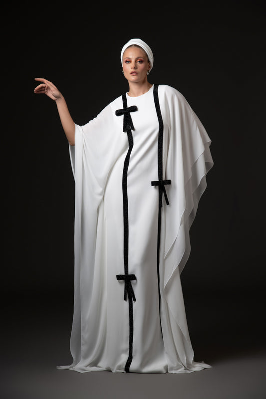 White CrΓͺpe Abaya