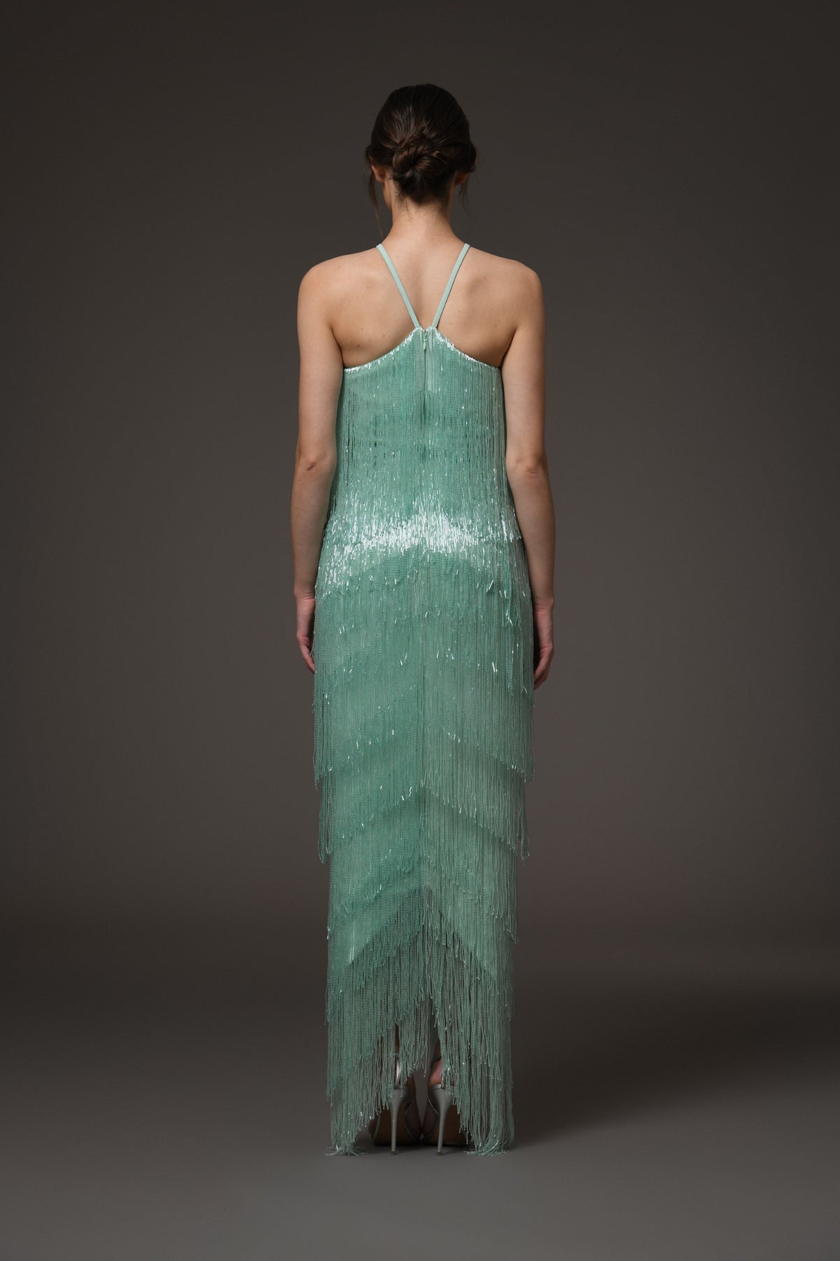 Green Halter Neck Crêpe Dress
