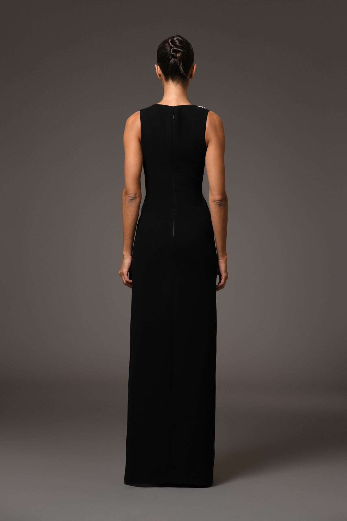 Black Crêpe Dress with Side-Slit