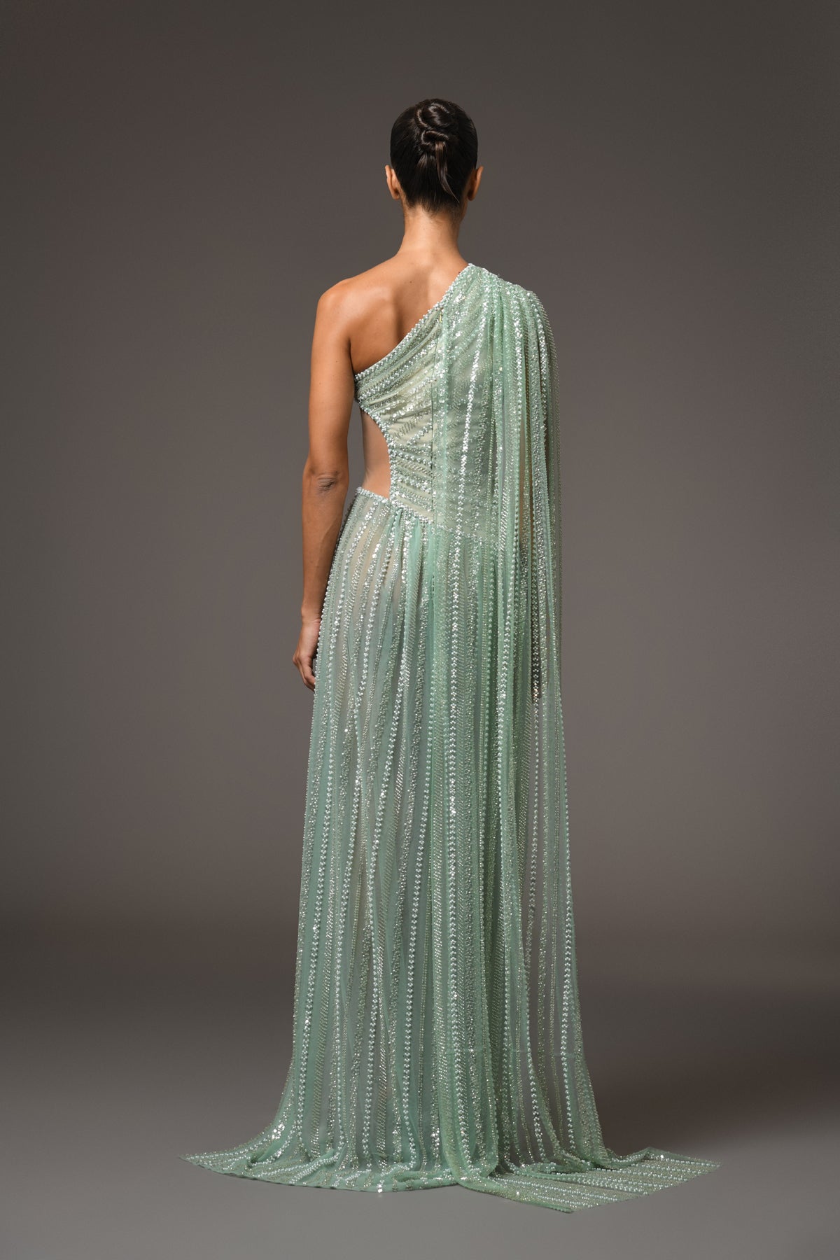 Green Tulle Embroidered Dress