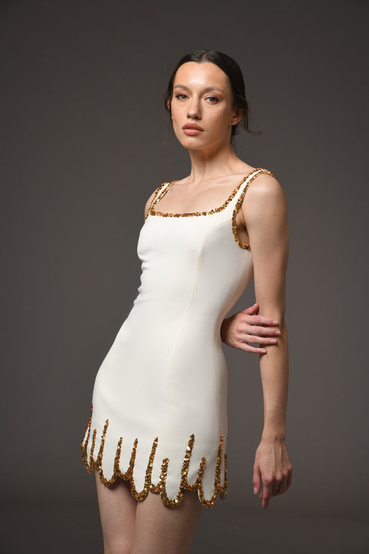 Ivory Short Crêpe Dress