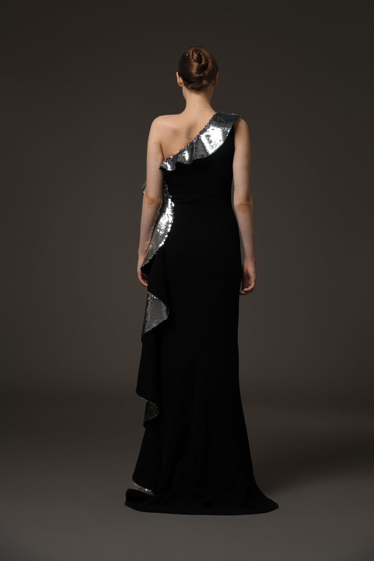 Asymmetric Black Crêpe Dress
