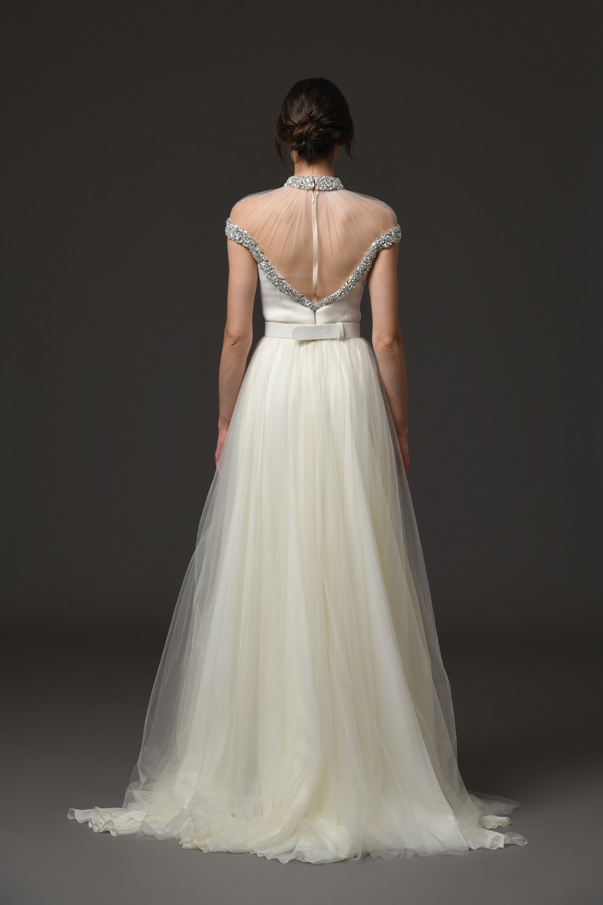 Ivory Crêpe and Chiffon Dress
