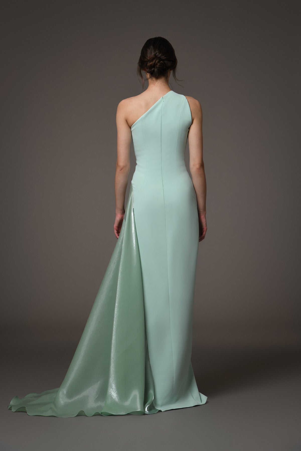 Asymmetric Green Crêpe Dress