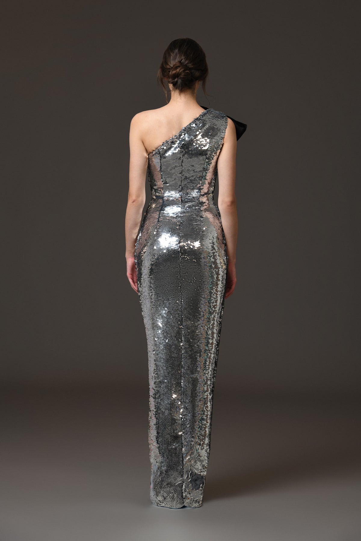 Grey Sequined Asymmetric Dress