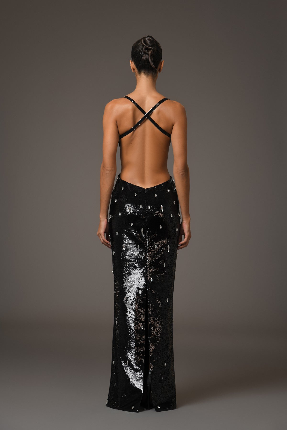 Black Sequined Fully Embroidered Dress