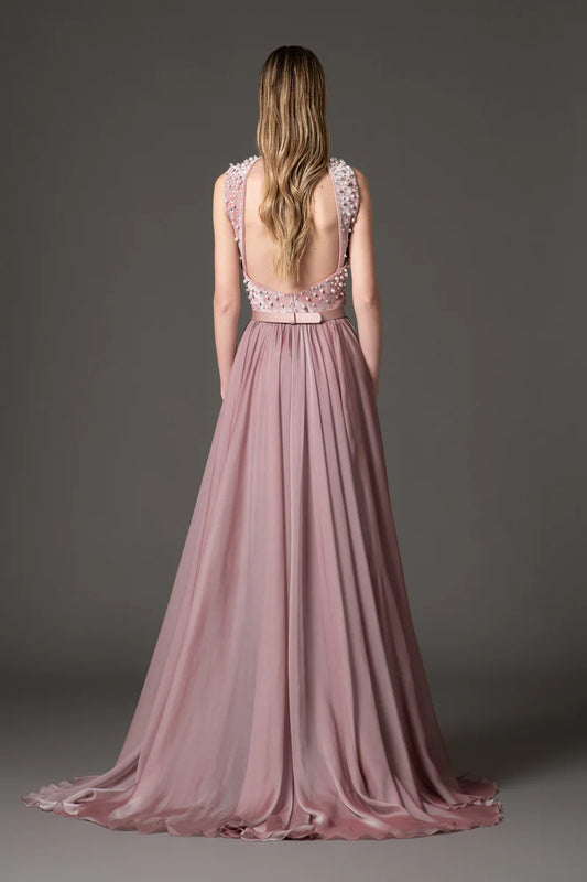 Vintage Rose Velvet Embroidered Corset Dress