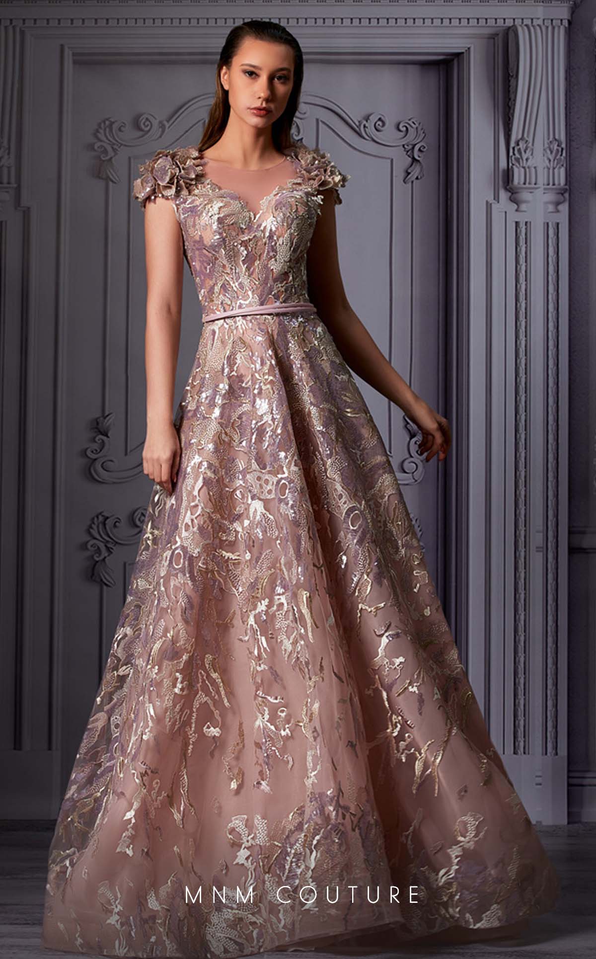 Cap Sleeve A-Line Gown
