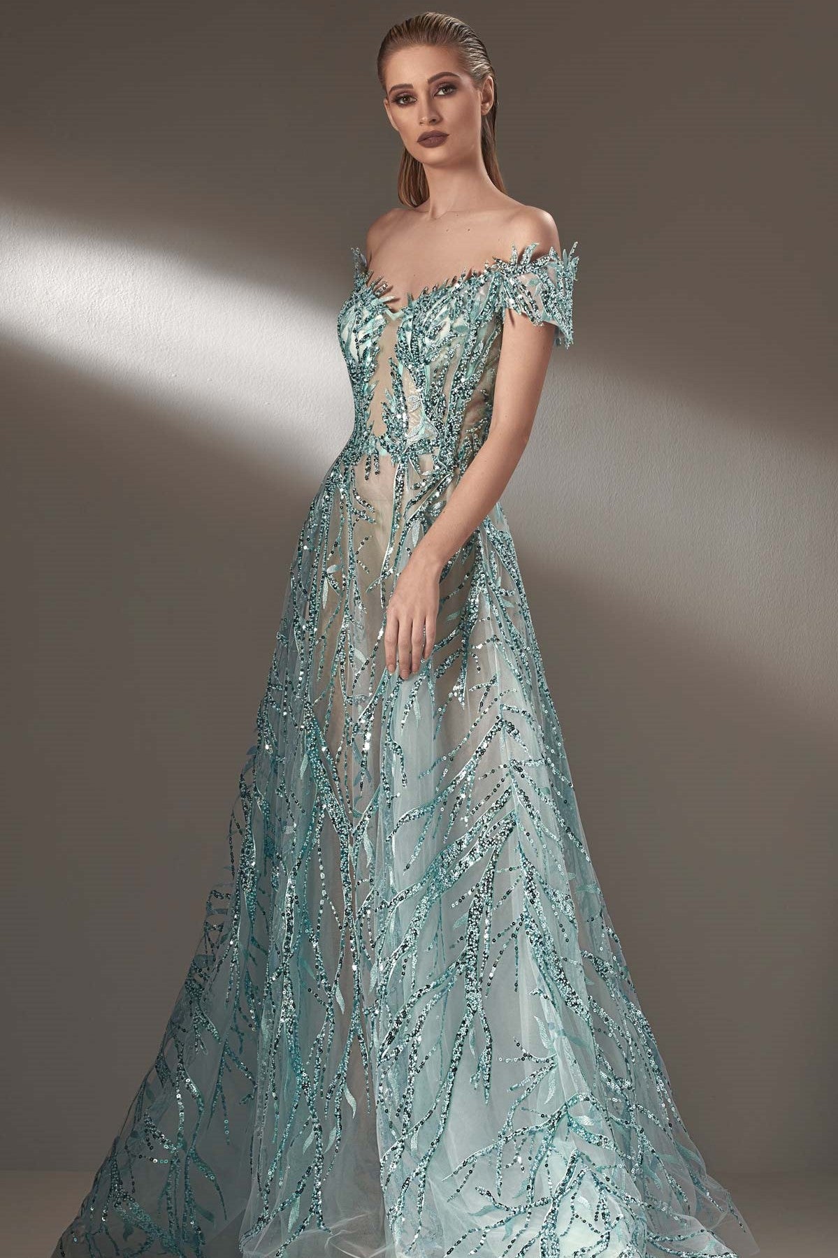 Off Shoulder Embellished Gown