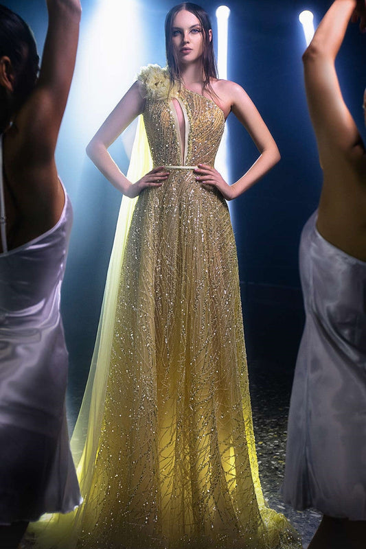 Asymmetrical Sequin Gown